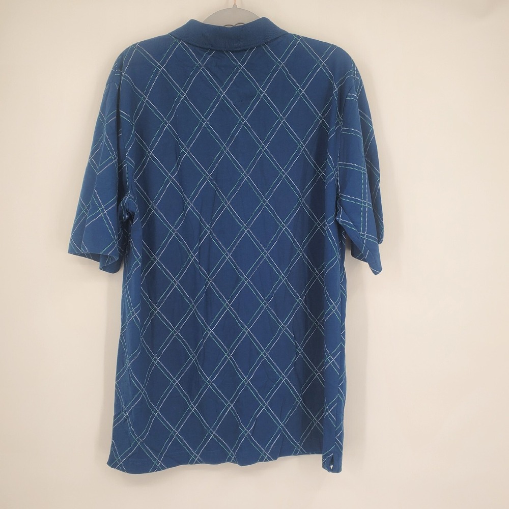 David Taylor Collection Men's Polo Size Medium Blue Print Golf Short Sleeve - Picture 3 of 10